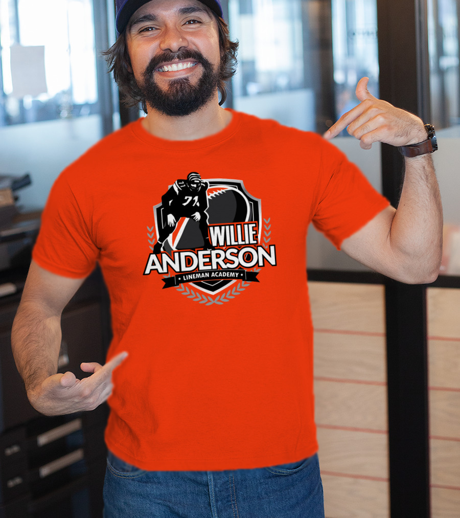 Willie Anderson Lineman Academy Football Shield T-Shirt