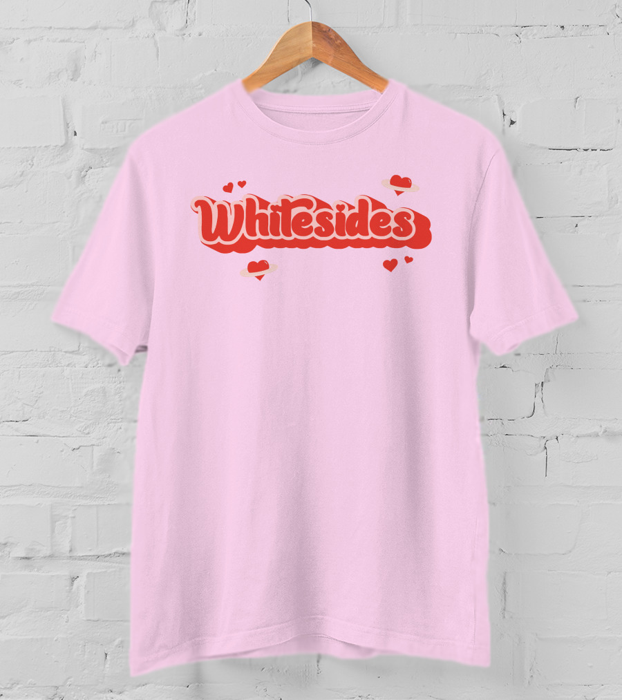 Whitesides Red Heart Design Pink Background T-Shirt