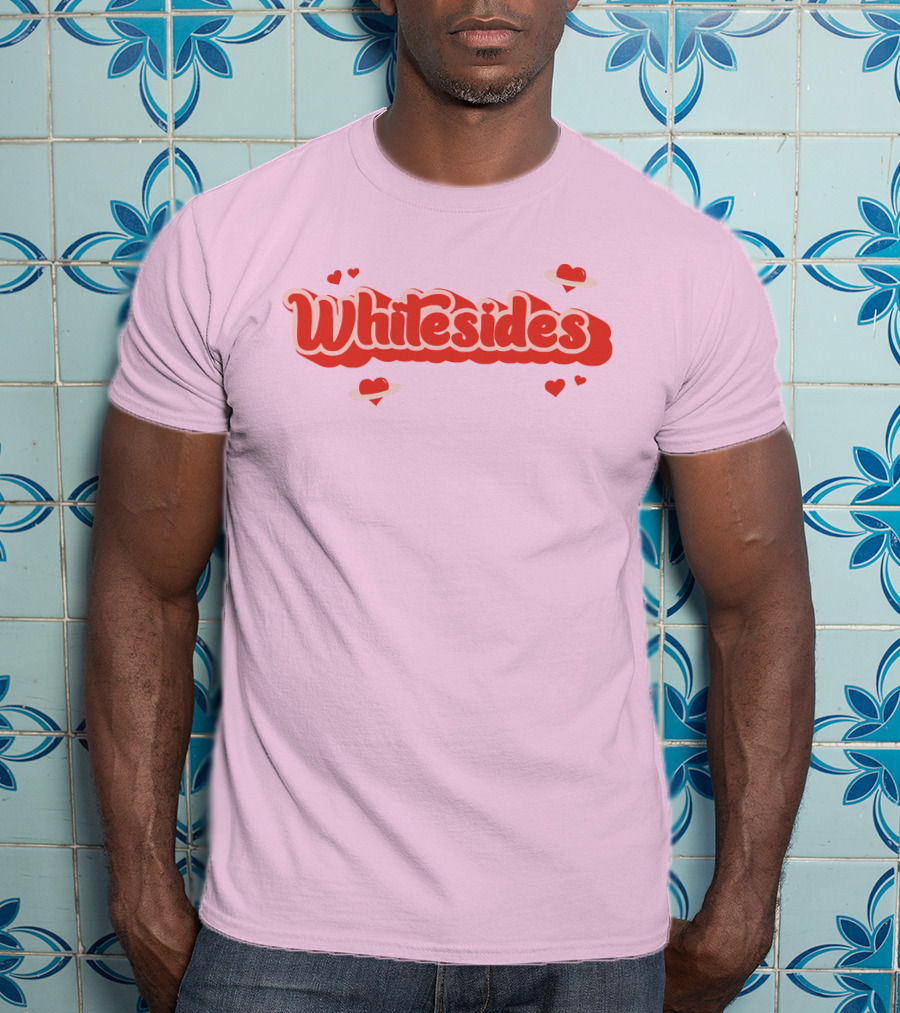 Whitesides Red Heart Design Pink Background T-Shirt