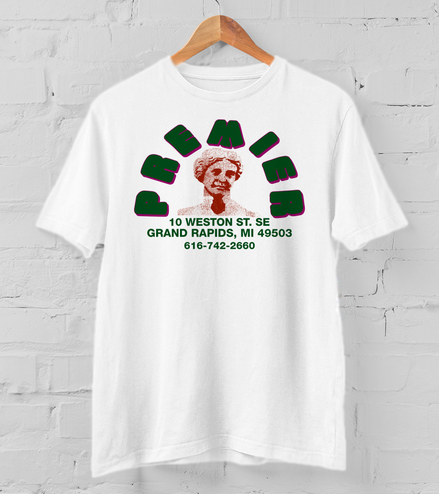Premier 10 Weston St SE Grand Rapids Statue Graphic 616-742-2660 T-Shirt