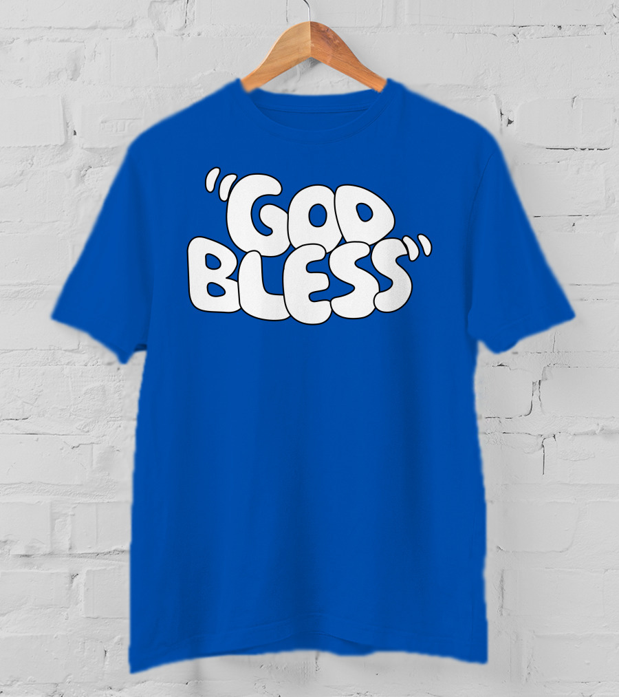 God Bless Text In Bubble Letters T-Shirt