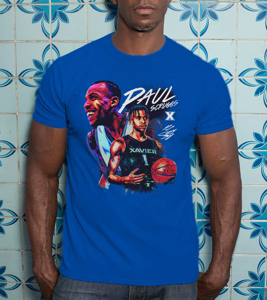 Paul Scruggs Xavier Basketball Number 1 Player Autograph Edition T-Shirt