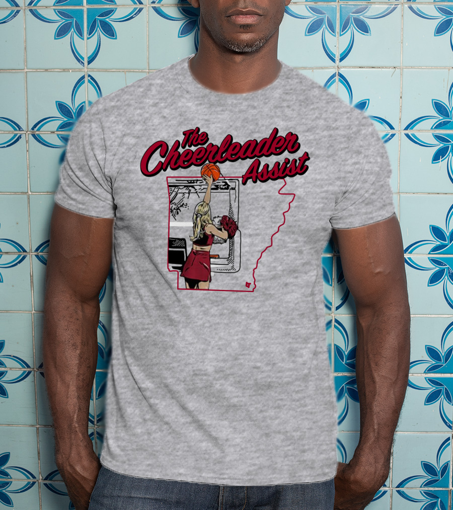 The Cheerleader Assist Arkansas Basketball Rim Scene T-Shirt