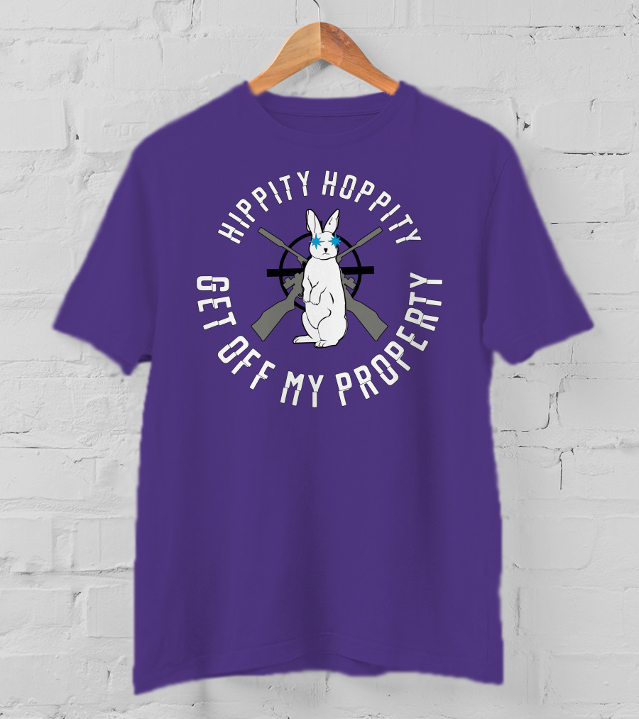 Hippity Hoppity Get Off My Property Rabbit With Crossed Rifles T-Shirt