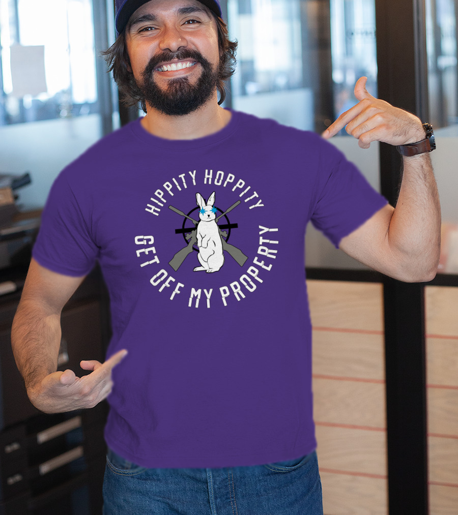 Hippity Hoppity Get Off My Property Rabbit With Crossed Rifles T-Shirt