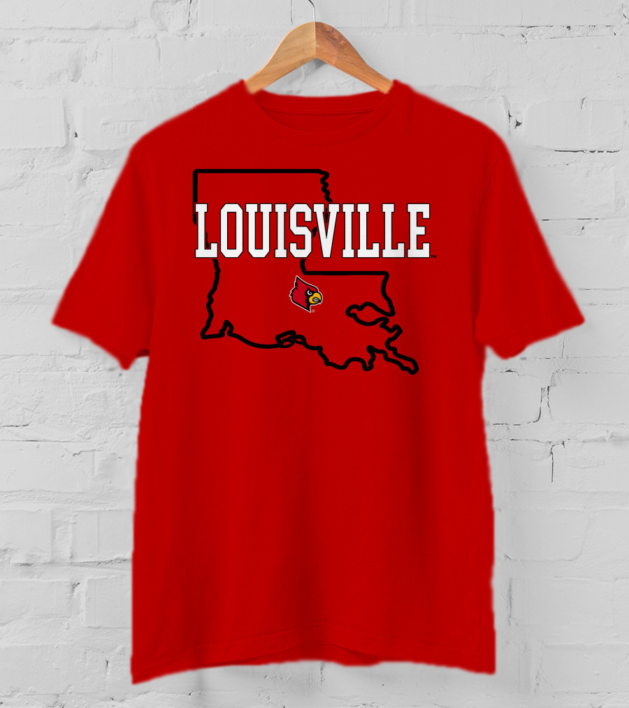 Louisville Cardinals Louisiana Map T-Shirt