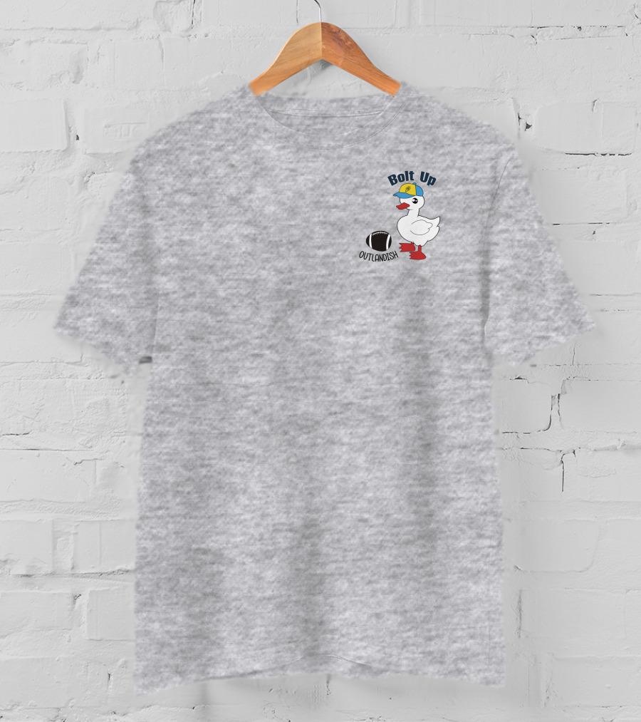 Bolt Up Outlandish Football Duck With Helmet And Boots T-Shirt