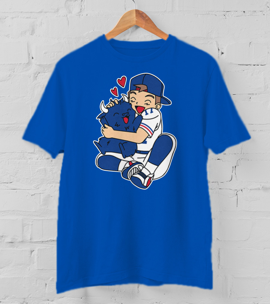 Gotta Throw 'Em All Cute Buffalo Hugging Sports Fan With Hearts T-Shirt