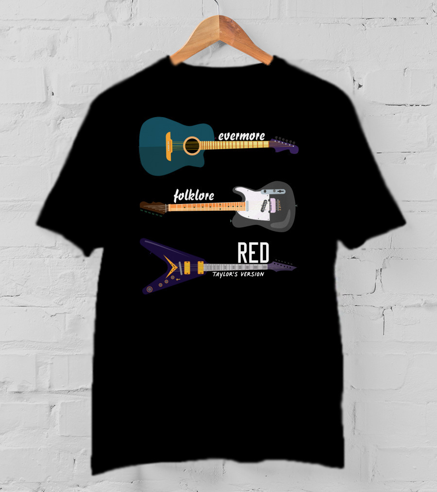 Evermore Folklore Red Taylor's Version Guitars T-Shirt