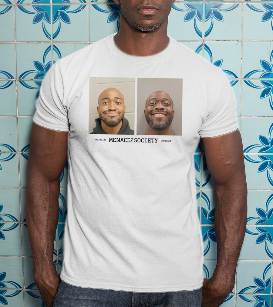 MENACE2SOCIETY Raw Dog It Shot Mugshot Duo T-Shirt