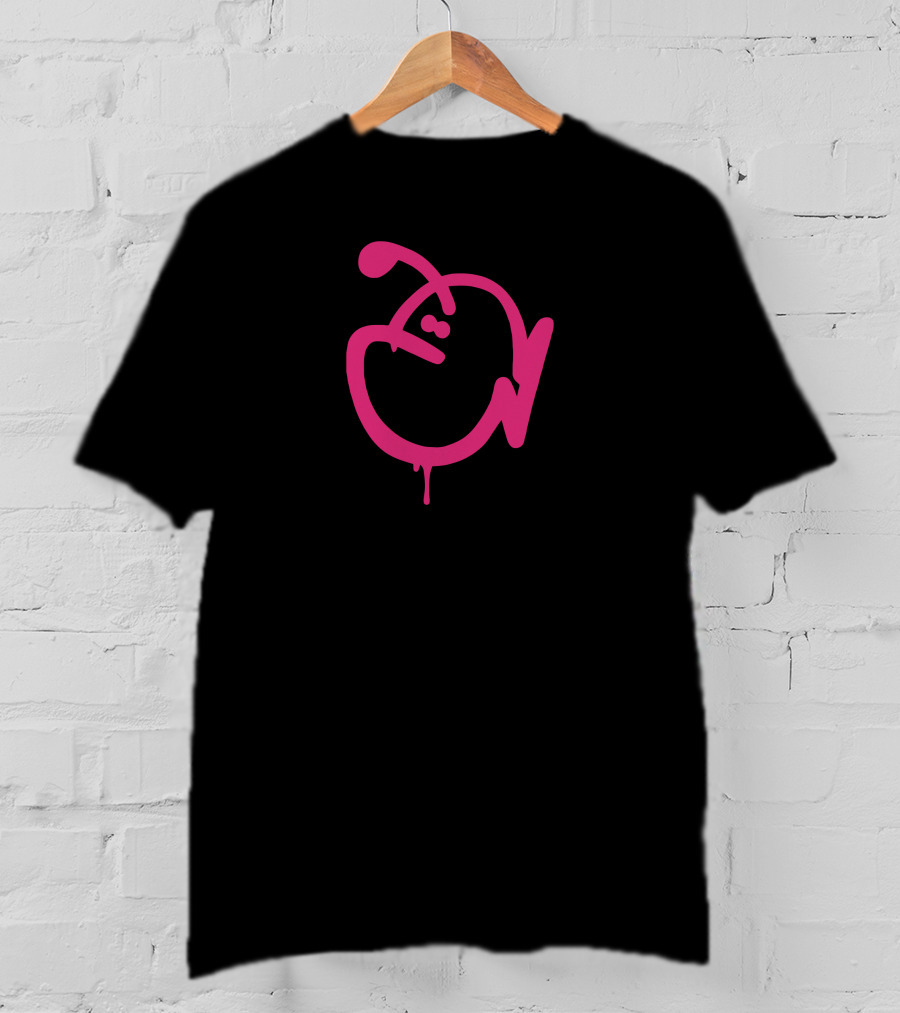 Drippy Fish Graffiti Art Pink Outline T-Shirt