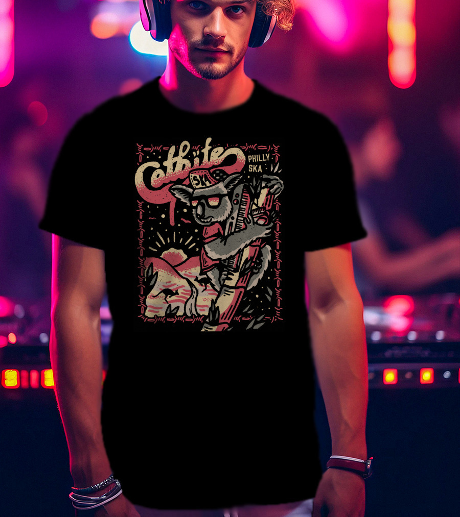 Catbite Philly Ska Koala In Sunglasses Retro Sunset Scene T-Shirt