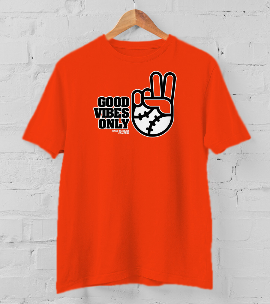 Good Vibes Only Peace Baseball Rake Baseball Company T-Shirt