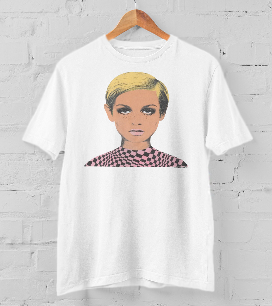 Stanley Desantis It's A Mod Mod World Luv Blonde Girl Checkered T-Shirt