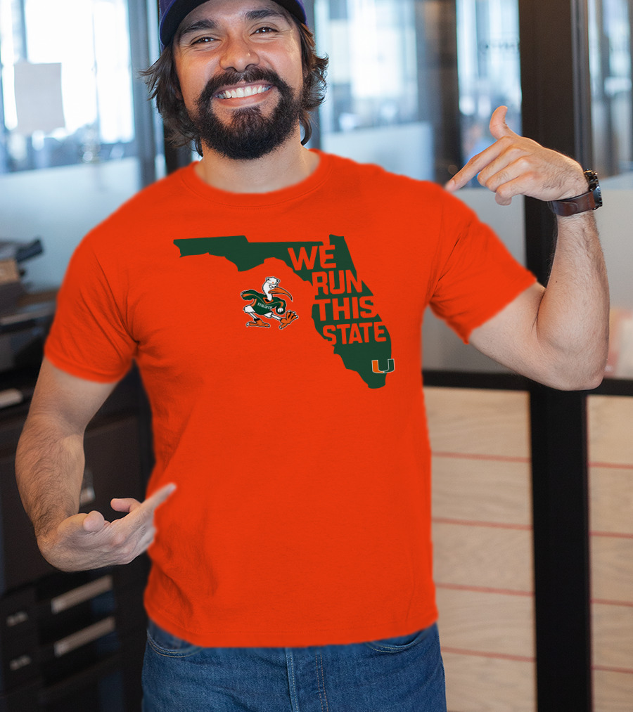 We Run This State Miami Hurricanes Florida Map Vector T-Shirt