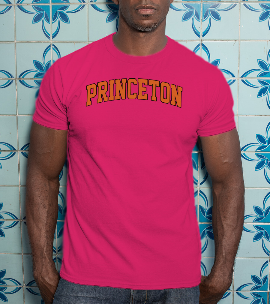 Princeton Arch Style Text Bold Pink Background T-Shirt