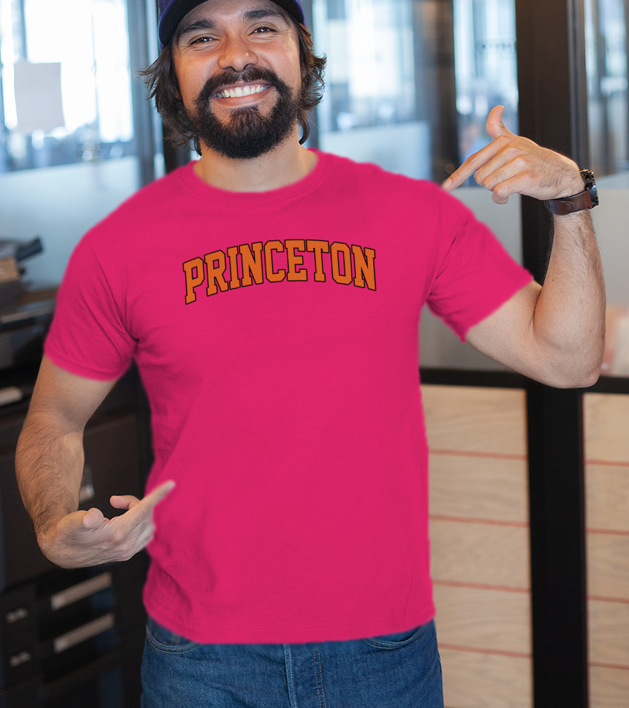 Princeton Arch Style Text Bold Pink Background T-Shirt