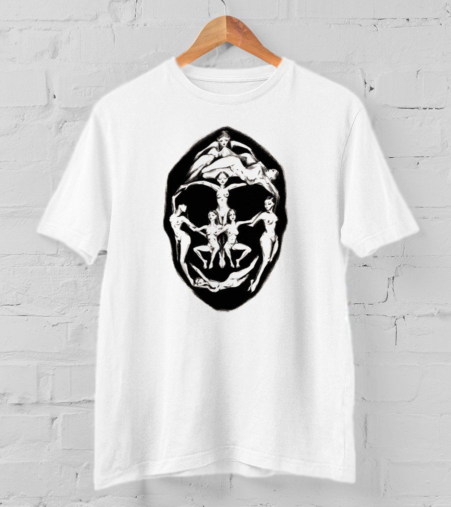 Dali Recreation Skull Illusion Formed By Human Figures T-Shirt