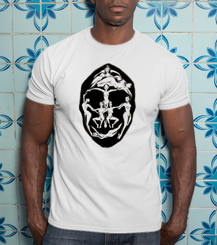 Dali Recreation Skull Illusion Formed By Human Figures T-Shirt