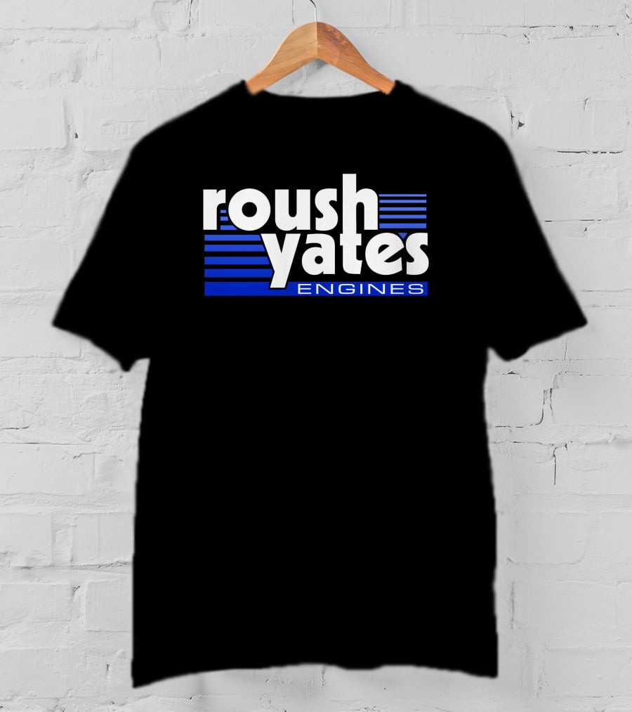 Roush Yates Engines Logo Blue Stripes T-Shirt