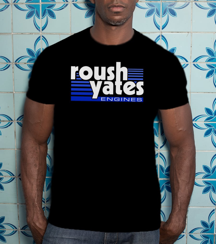 Roush Yates Engines Logo Blue Stripes T-Shirt