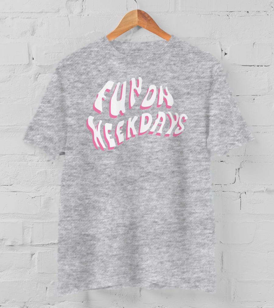 Jenna Palek Merch Fun On Weekdays Pink White Curved Text T-Shirt
