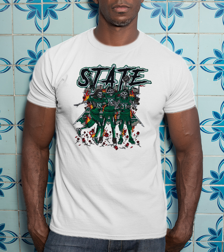 Sana Detroit Michigan State Football Skeletons In Flames T-Shirt