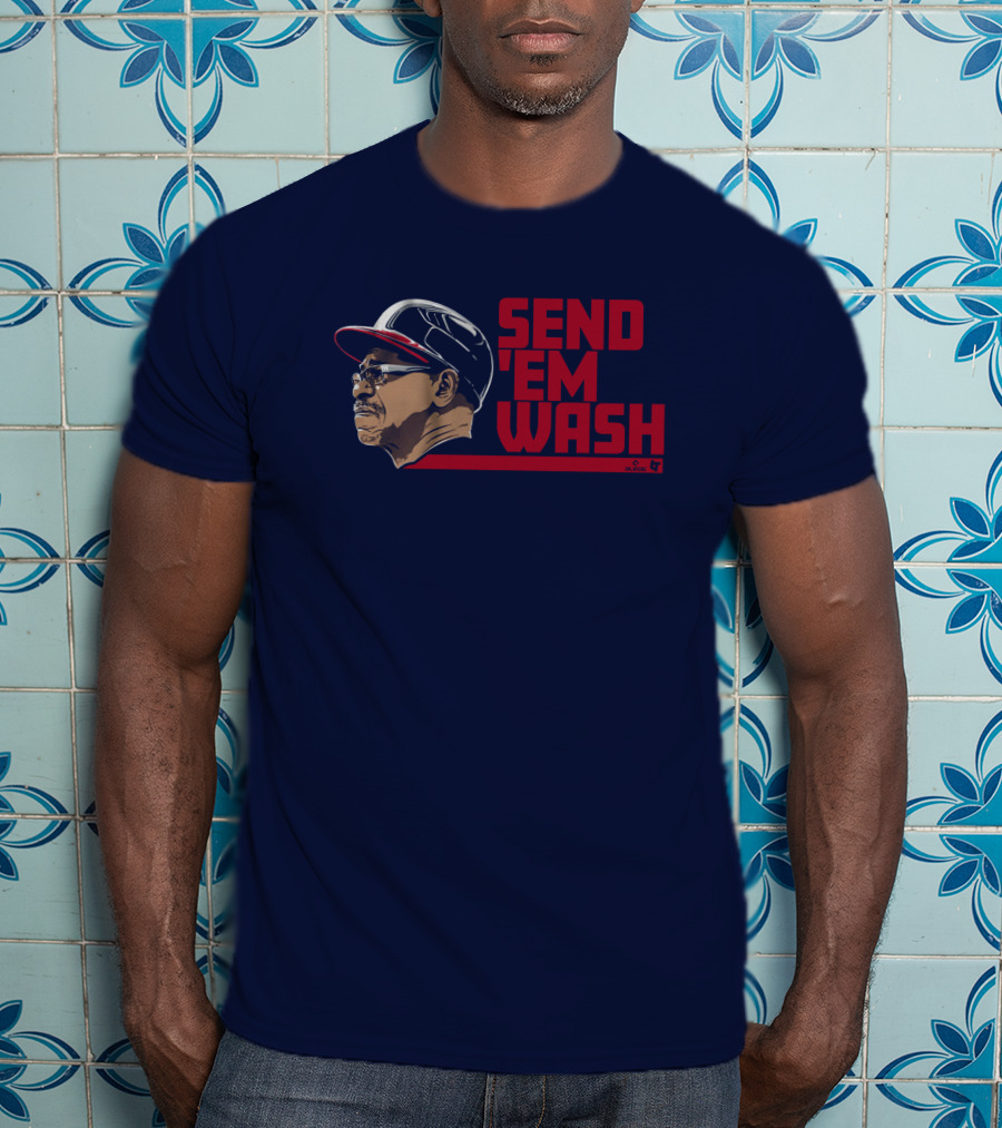 Ben Verlander Wearing Send 'Em Wash Ron Washington Flippin' Bats Podcast T-Shirt