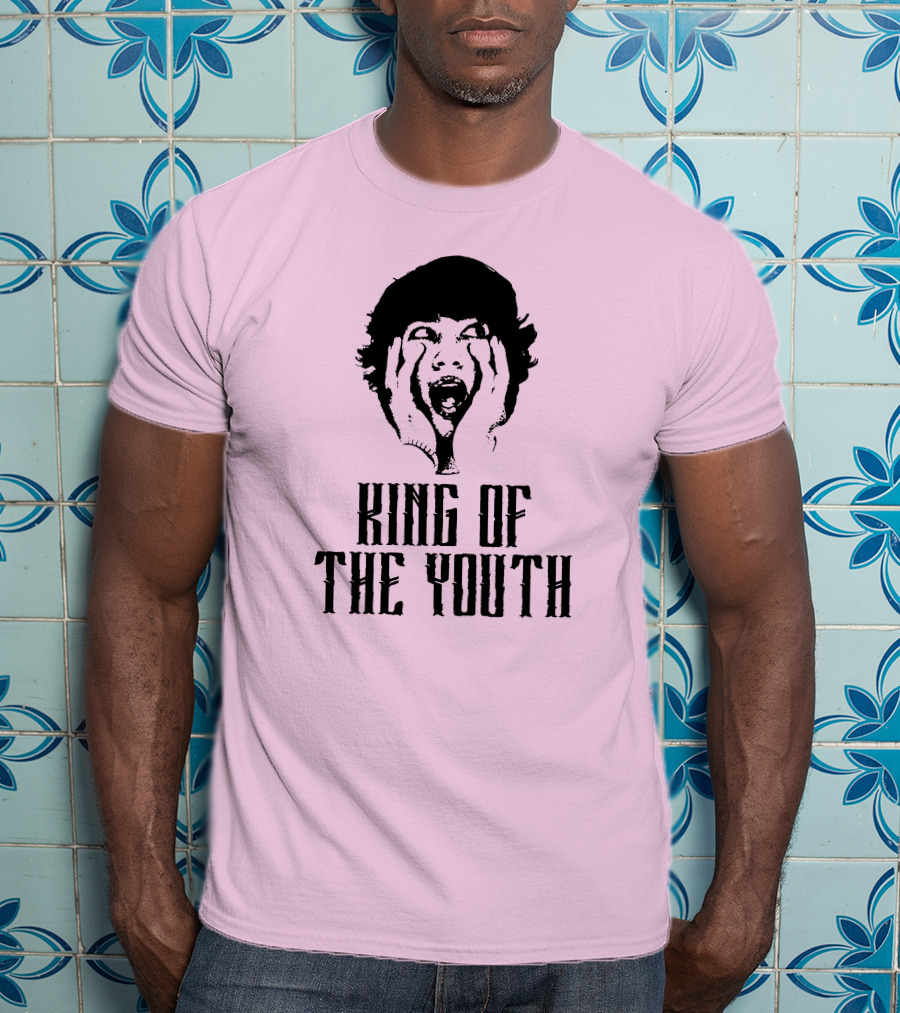 Baylen Levine Merch Store King Of The Youth Pink Graphic Featuring Shouting Face T-Shirt