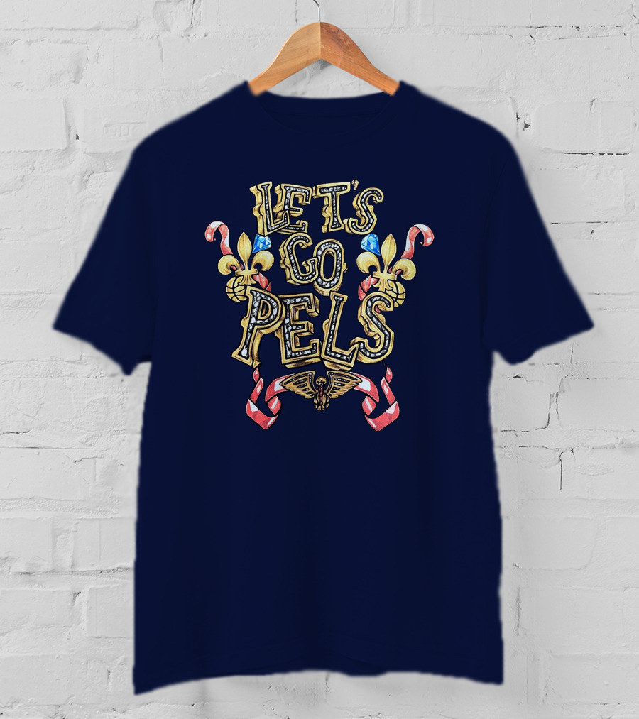 New Orleans Pelicans Let's Go Pels Fleur-de-Lis Basketball Elements T-Shirt