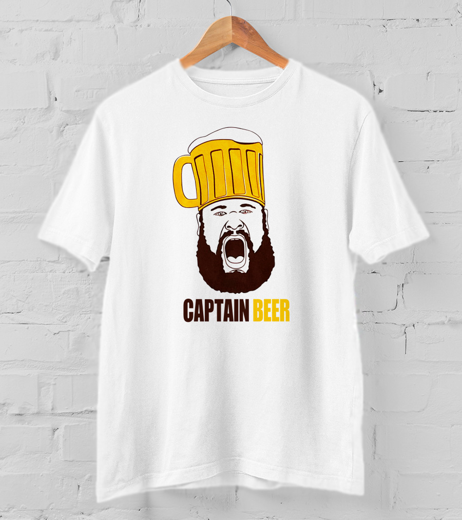 Dominic Grecco Captain Beer Mug Head Shouting Bearded Face T-Shirt