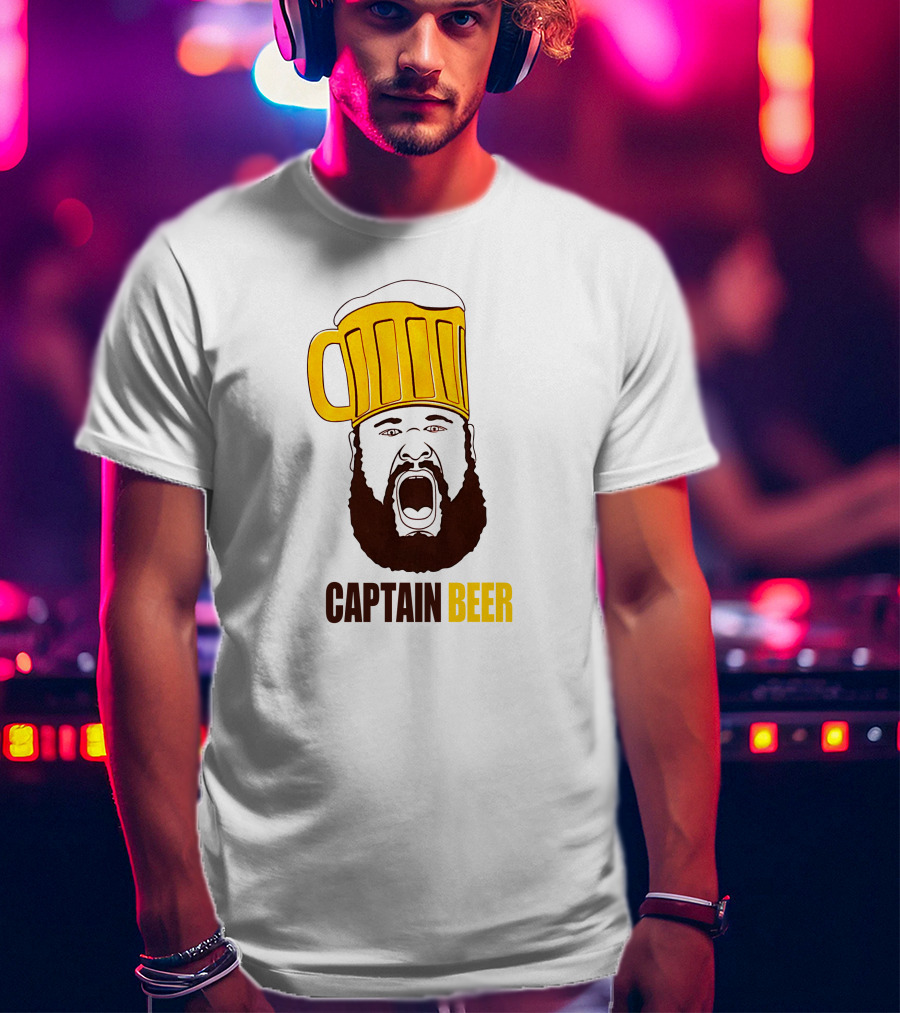 Dominic Grecco Captain Beer Mug Head Shouting Bearded Face T-Shirt