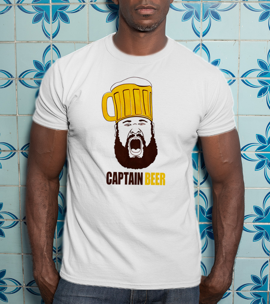 Dominic Grecco Captain Beer Mug Head Shouting Bearded Face T-Shirt