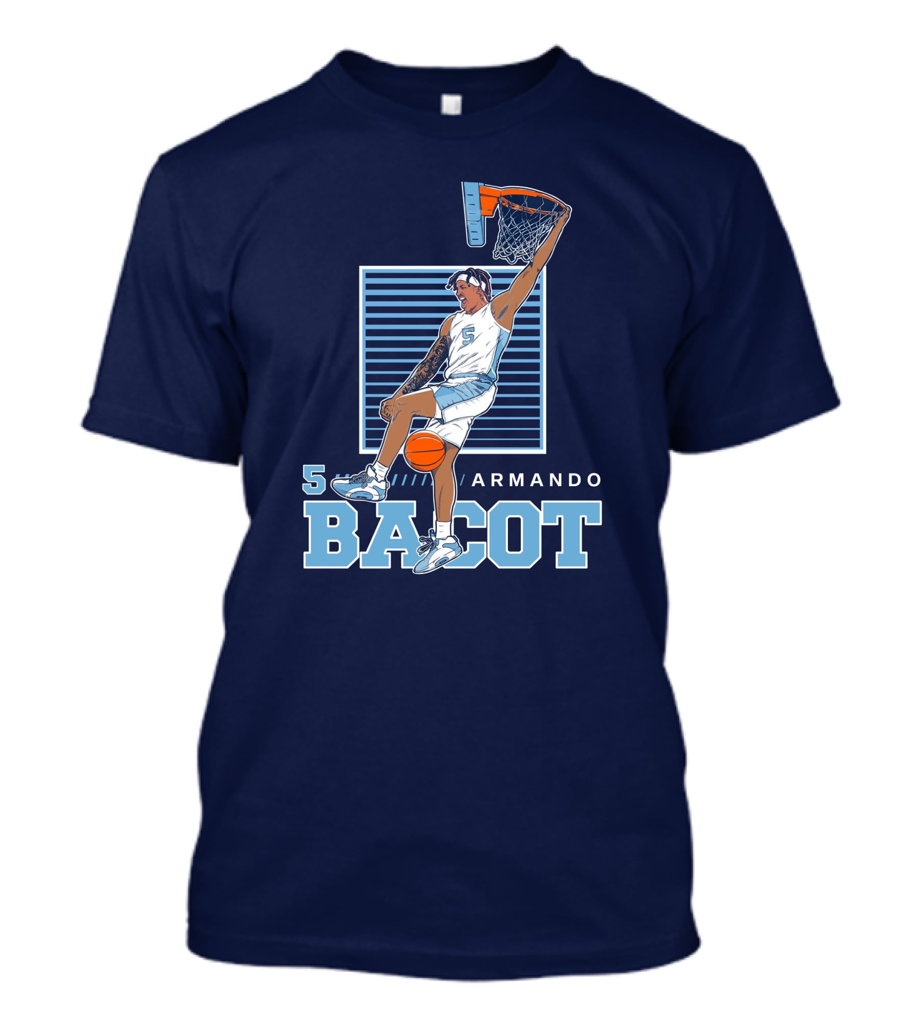 UNC Armando Bacot Dunking Number 5 T-Shirt