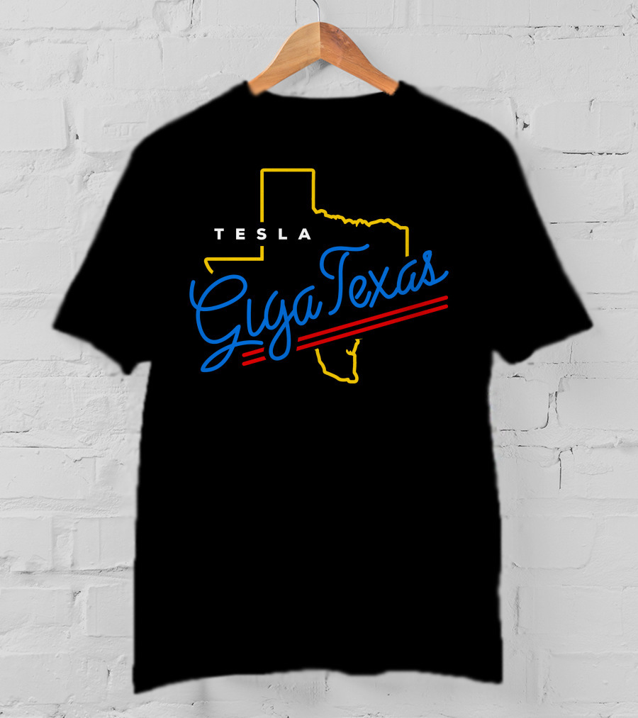 Tesla Giga Texas Neon Outline T-Shirt