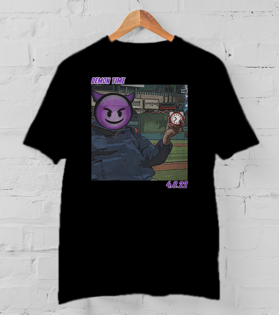 Demon Time Purple Emoji Face Baseball 4.8.22 T-Shirt