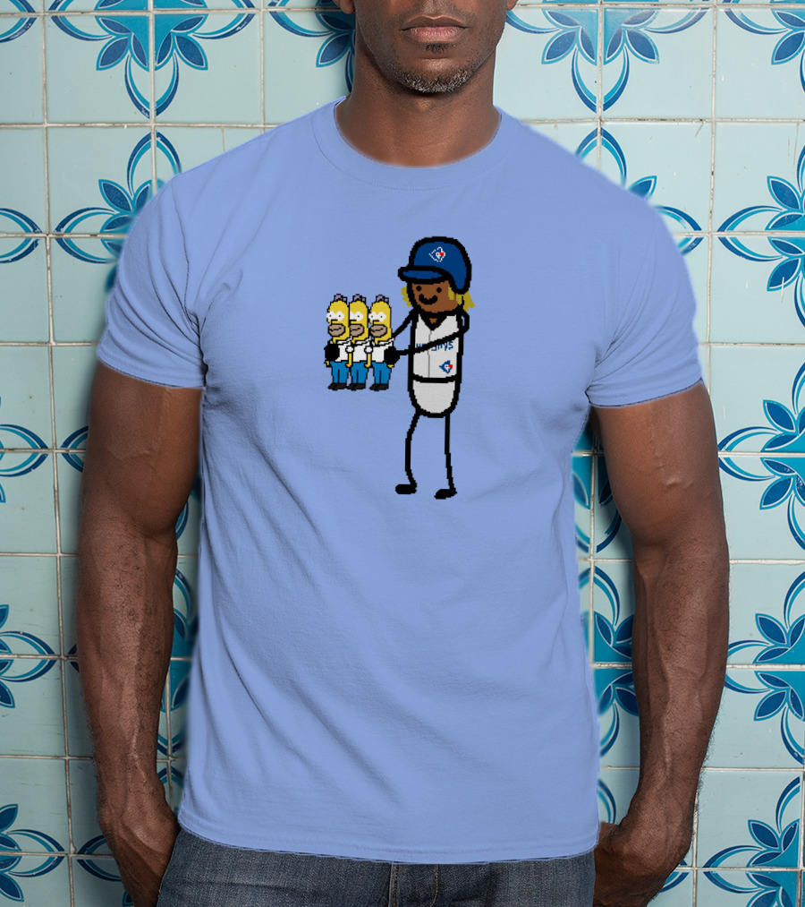 Toronto Blue Jays Vladimir Guerrero Jr. Holding Cartoon Characters And Three Homers T-Shirt