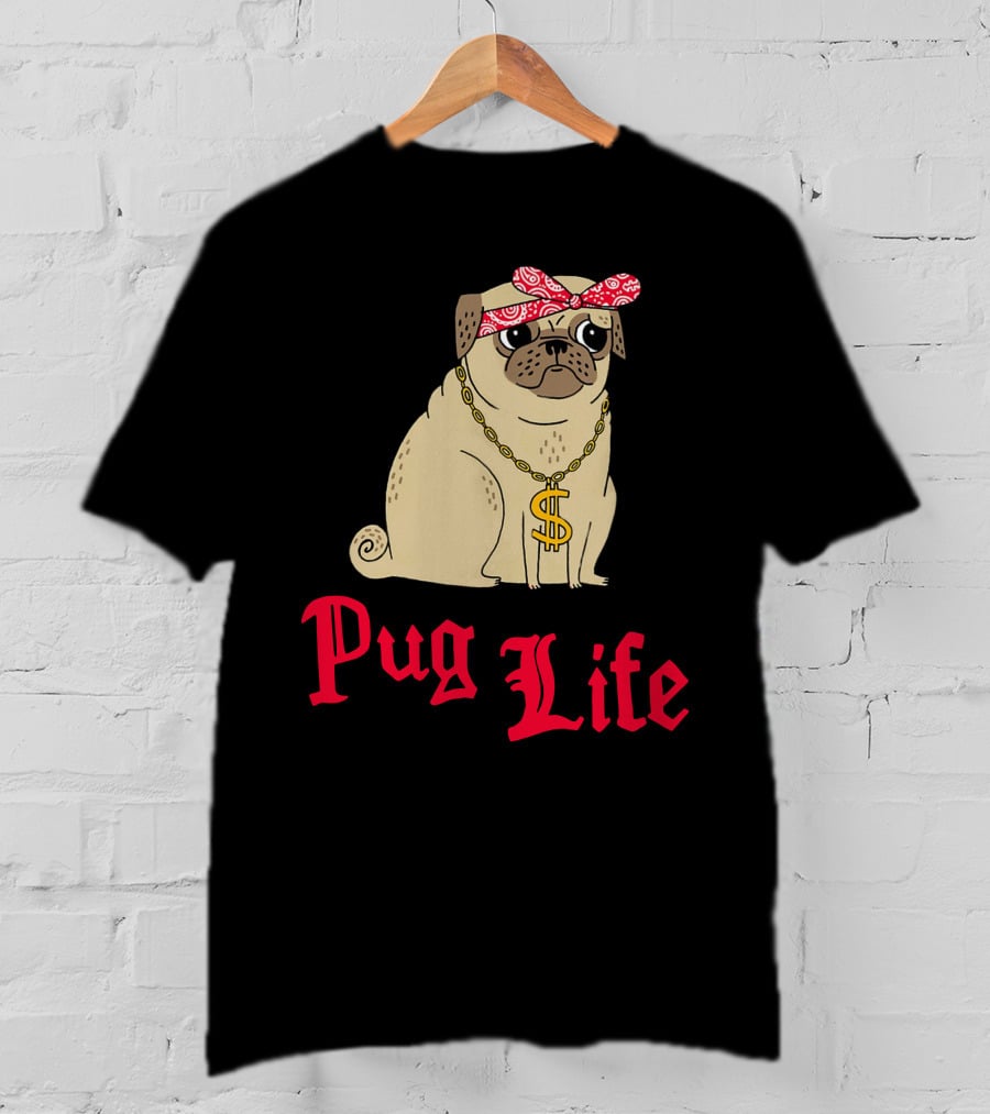 Gemma Correll Pug Life Dollar Sign Chain Bandana T-Shirt