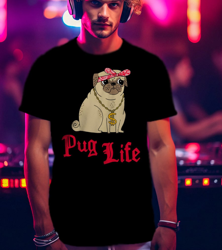 Gemma Correll Pug Life Dollar Sign Chain Bandana T-Shirt