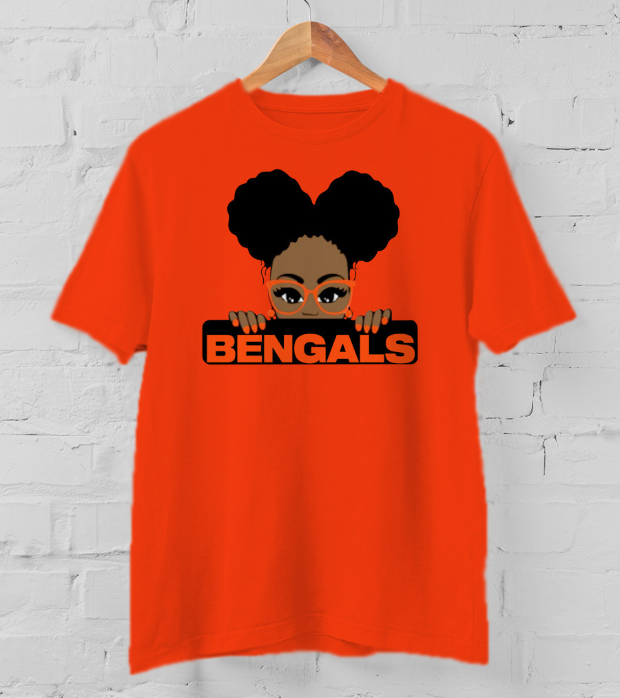 Rare Tagz Merch Bengals Girls Bengals Fanatic Afro T-Shirt