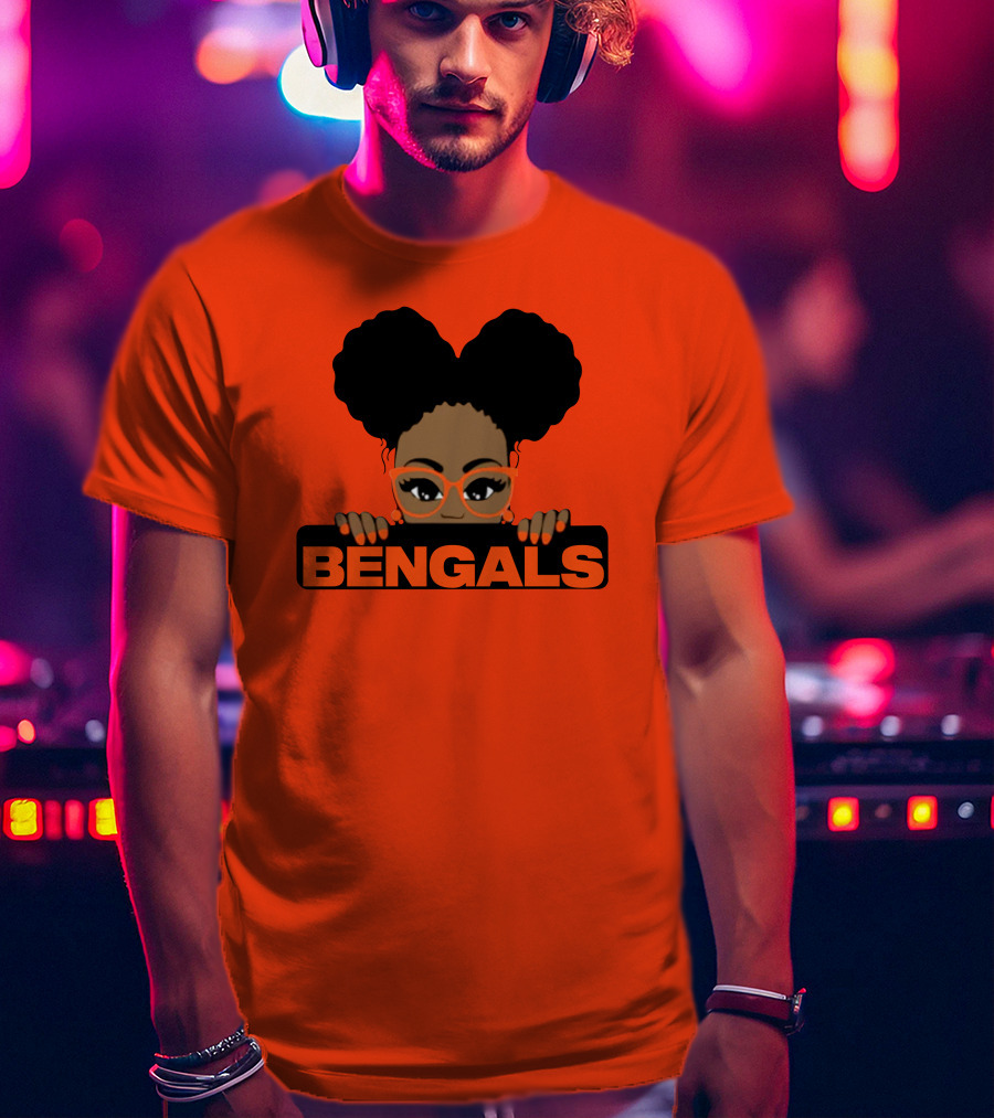 Rare Tagz Merch Bengals Girls Bengals Fanatic Afro T-Shirt