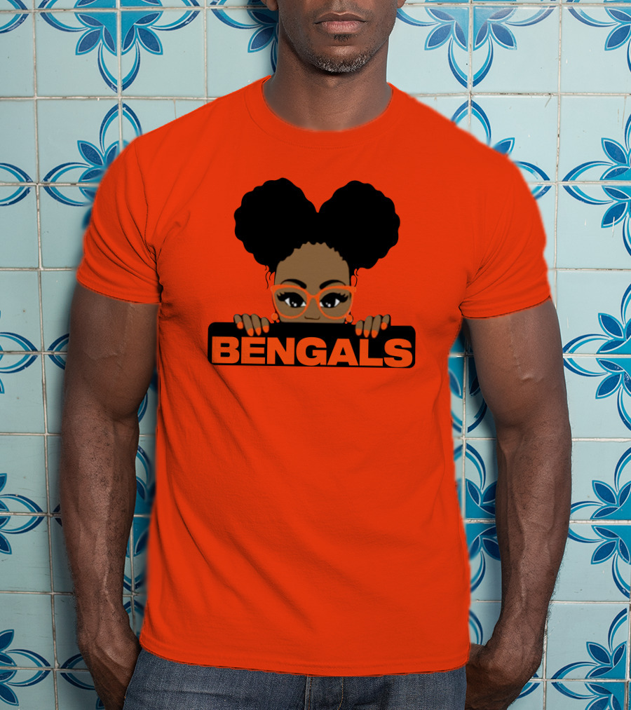 Rare Tagz Merch Bengals Girls Bengals Fanatic Afro T-Shirt