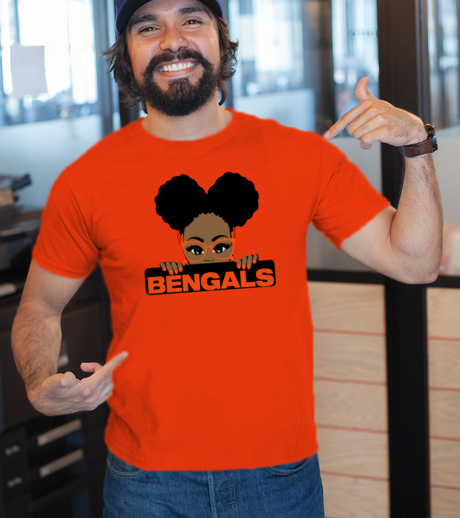 Rare Tagz Merch Bengals Girls Bengals Fanatic Afro T-Shirt