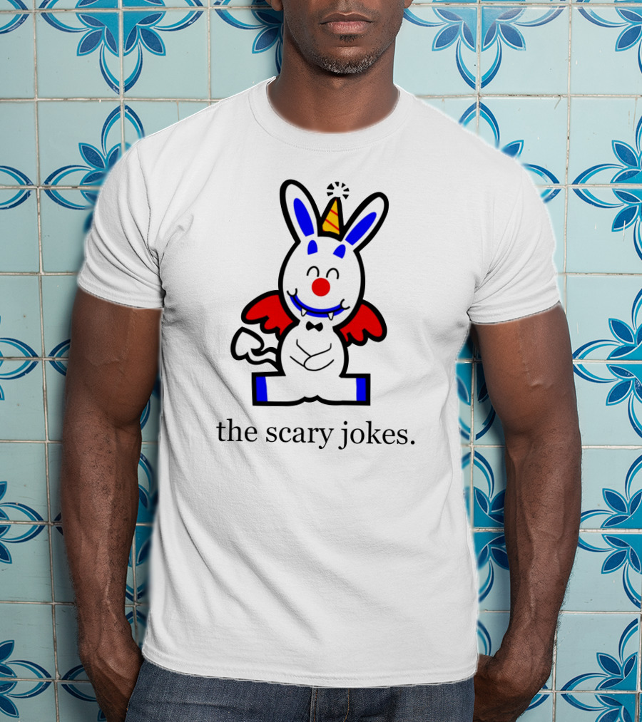 The Scary Jokes Cartoon Bunny With Party Hat And Red Wings T-Shirt