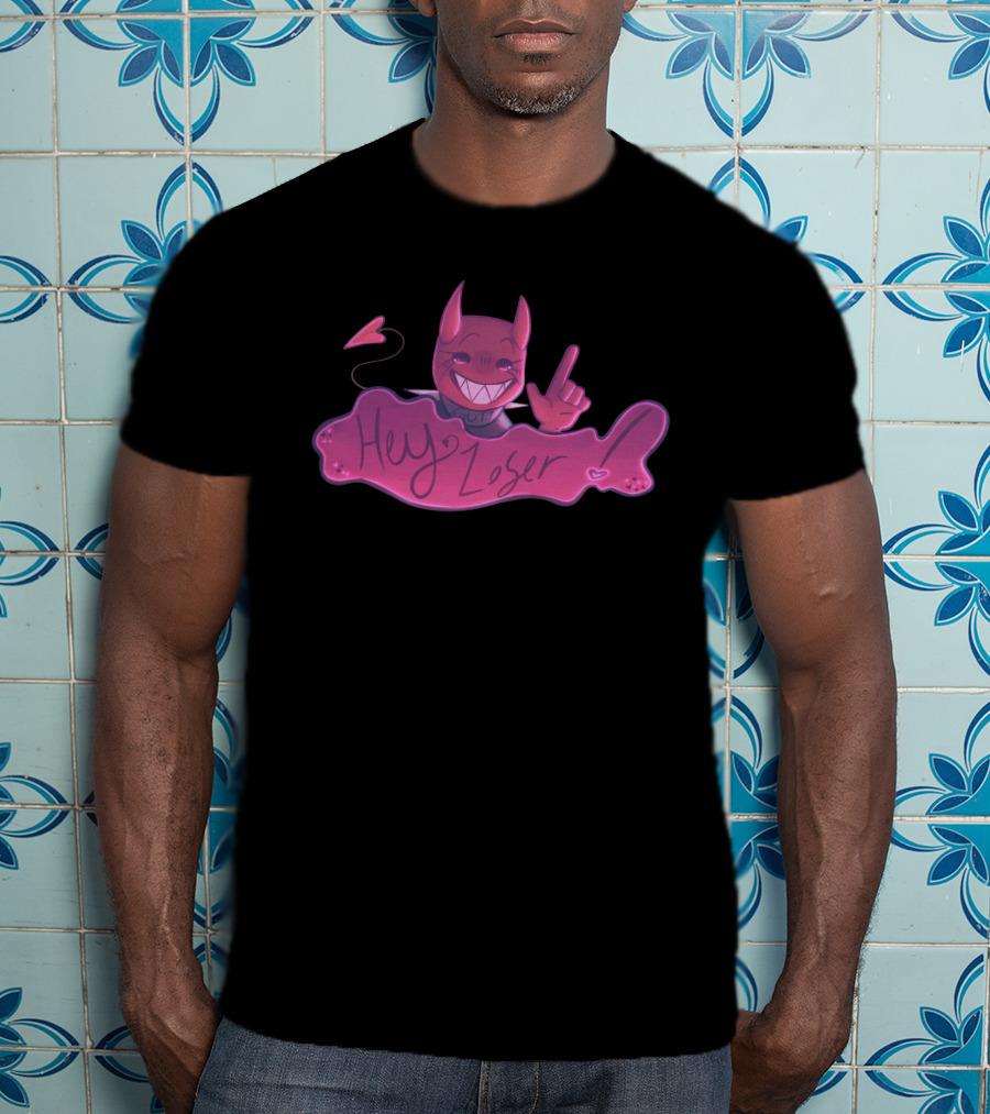 Gutsluvr Signature Hey Loser Devilish Pink Character Playful Gesture T-Shirt