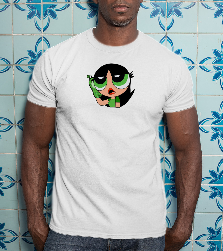 The Powerpuff Girls Buttercup Talking To Broccoli Phone Animation T-Shirt