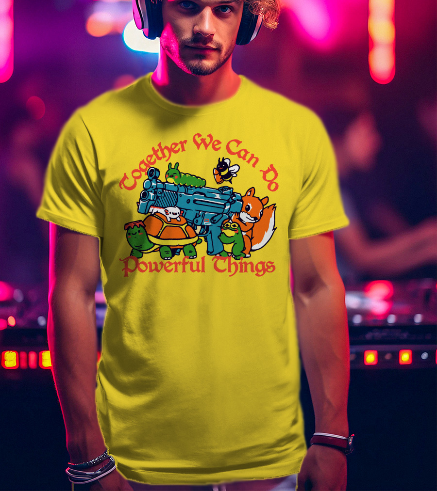 Together We Can Do Powerful Things Animals And Blue Water Gun T-Shirt