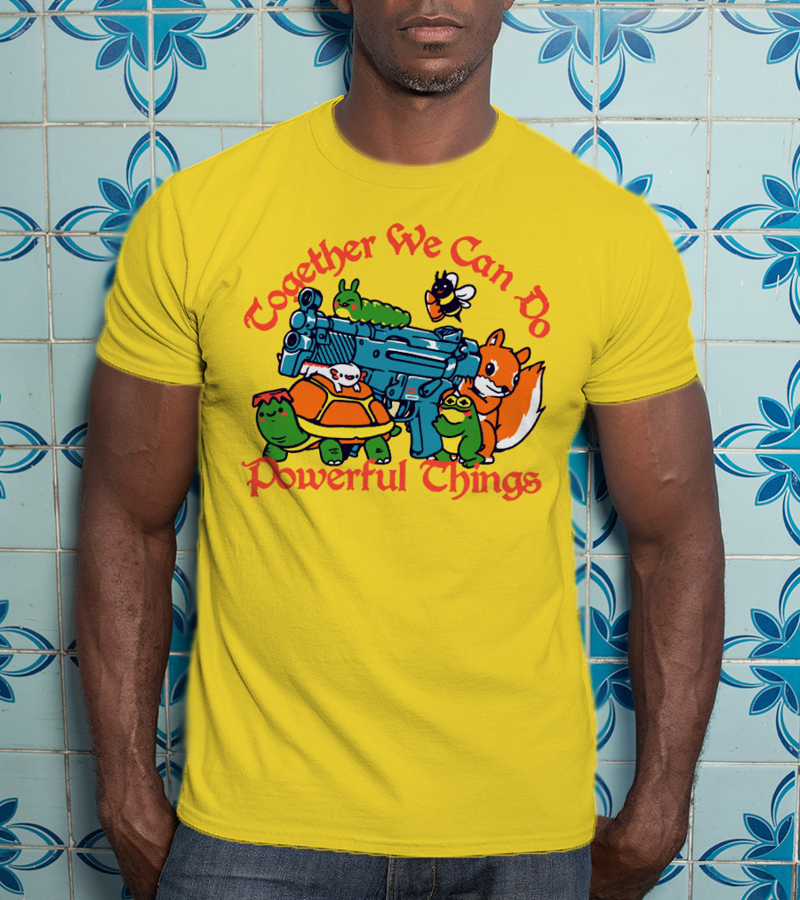 Together We Can Do Powerful Things Animals And Blue Water Gun T-Shirt