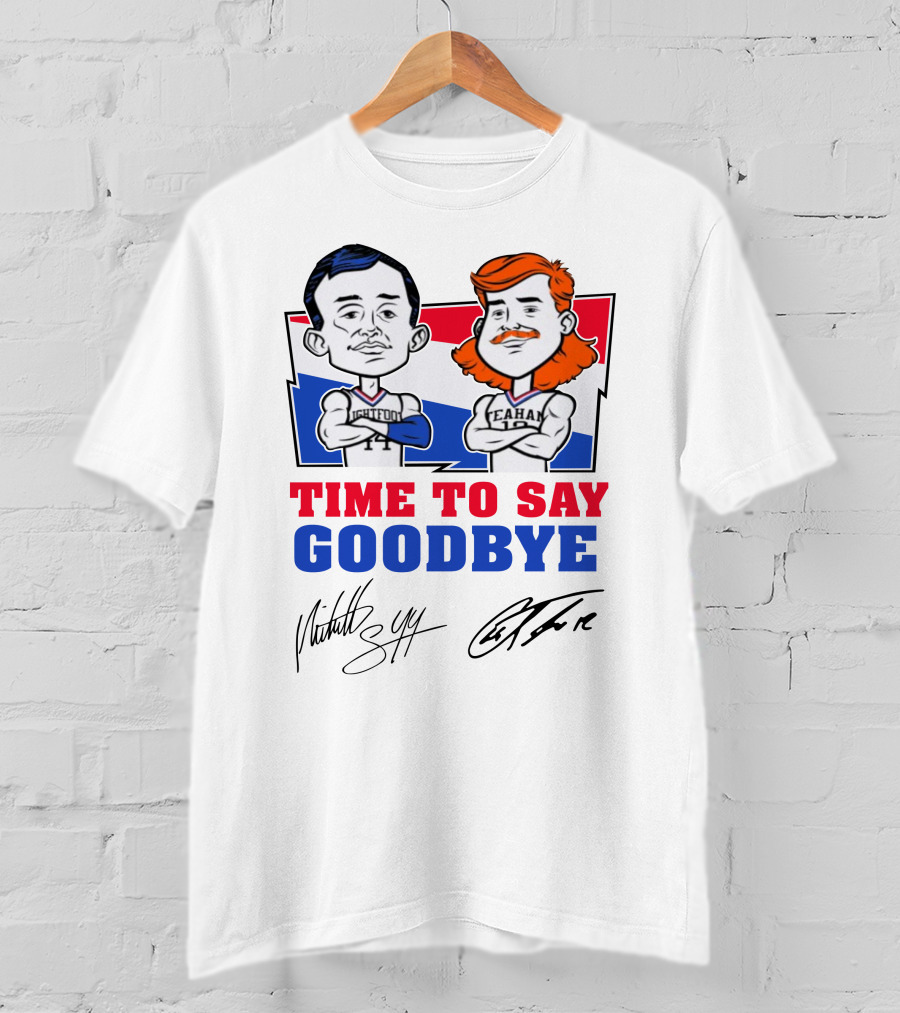 Mitch And Teahan Time To Say Goodbye Signatures And Cartoon Characters T-Shirt