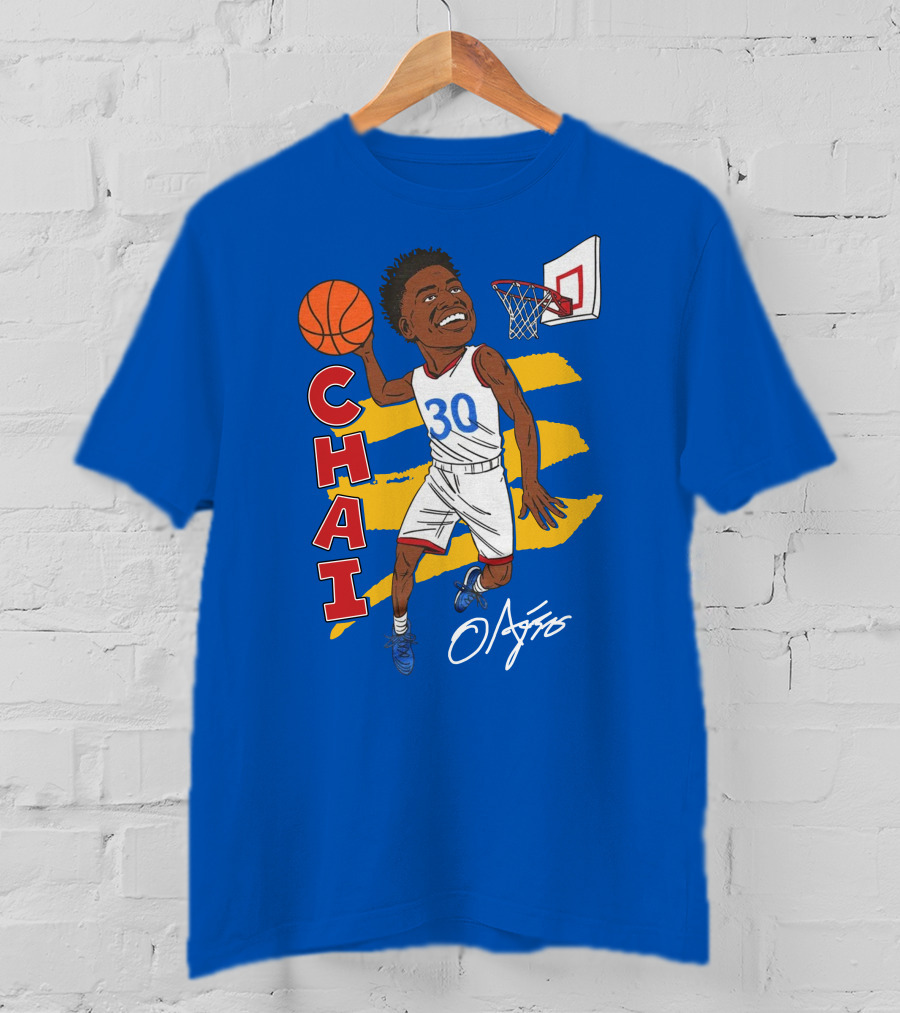 Ochai Agbaji Basketball Illustration 30 Chai Charliehustle Store T-Shirt